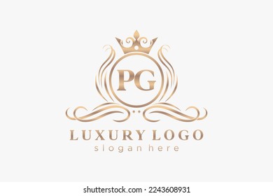 PG Letter Royal Luxury Logo template in vector art for Restaurant, Royalty, Boutique, Cafe, Hotel, Heraldic, Jewelry, Fashion and other vector illustration.
