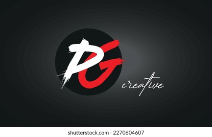 Icono del logotipo de pincel de letras PG, diseño de vectores elegantes