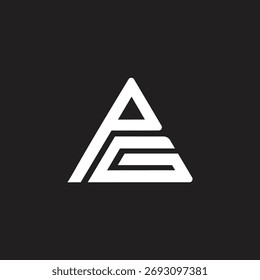 Modelo inicial da marca da arte da letra do logotipo PG, forma de triângulo.