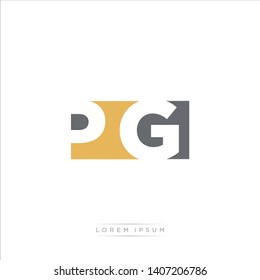 PG Logo Letter with Modern Negative space - Brown and Grey Color EPS 10