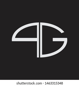 PG Logo letter oval monogram design template with black and white colors