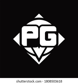 PG Logo monogram with circle shape and square rotate rounded design template on black background