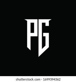 PG logo monogram with emblem shield style design template