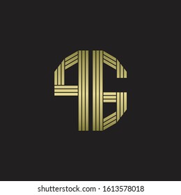 PG Logo monogram outline style linked isolated with gold colors