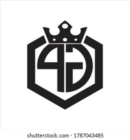 PG Logo monogram rounded by hexagon shape with crown design template on white background