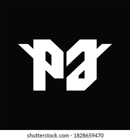 PG Logo monogram with single wings design template on black background