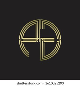 PG Logo monogram triple ribbon style line design template isolated with gold color