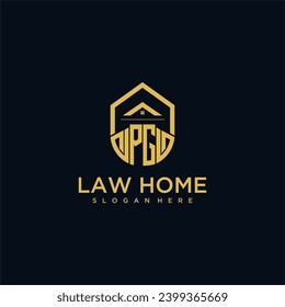 Logo inicial de monograma PG para lawhiener con diseño de hogar de forma