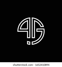 PG monogram logo circle ribbon style outline design template