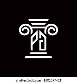 PG monogram logo with pillar style design template