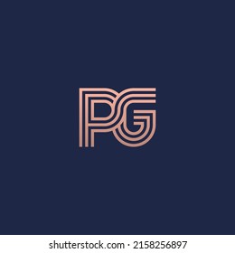 PG monogram logo with triple lines accent - gold color.