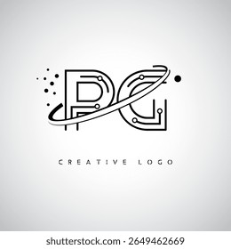 PG Orbit Monogram Logo – Futuristic Minimal Letter mark with Circular Line Art, Tech-Inspired Dots and Space Motion Concept for Modern Branding Identity