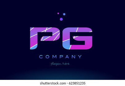 pg p g  creative color blue background pink purple magenta alphabet letter company logo vector icon
