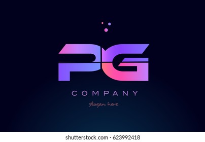 pg p g creative color blue background pink purple blue magenta alphabet letter company logo vector icon design
