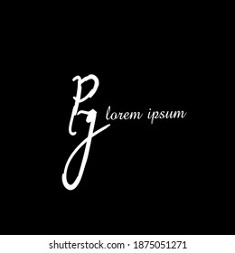 PG P G Escritura manual inicial moda creativa diseño elegante plantilla vector