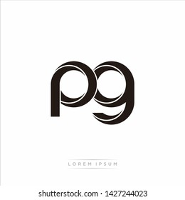 pg p g Initial Letter Split Lowercase Modern Monogram linked outline rounded logo