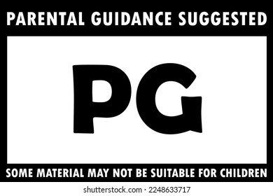 PG-Schild. Symbol für Inhalte, die nicht für Kinder bestimmt sind. Vorgeschlagenes Inhaltszeichen der Eltern