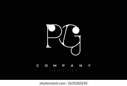 PG Typography Logo Design. Stylish monogram design depiction featuring the letters P and G combined in an artistic signature style, delivering a unique and creative visual representation.