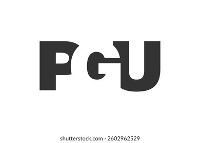 PGU logo design. Initial letter P G U bold font style for tech startups, consulting, corporate branding. Creative company name, headlines typography identity, trendy logotype. Vector illustration.
