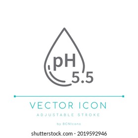 pH 5.5 Line Icon. Neutral pH Cosmetics Vector Symbol.