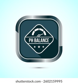 PH balance icon design illustration. Neutral PH balance icon sign, Free acidity concept, Gray color shadow button design