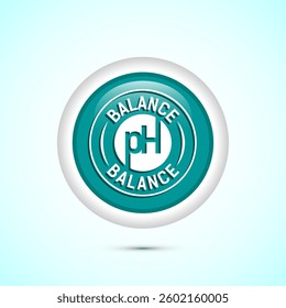 PH balance icon design illustration. Neutral PH balance icon sign, Free acidity concept, Teal color round button design