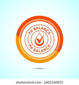 PH balance icon design illustration. Neutral PH balance icon sign, Free acidity concept, Orange color button design