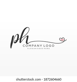 PH Beauty vector initial logo, handwriting logo of initial signature, wedding, fashion, jewelry, boutique, floral and botanical with creative template for any company or business.