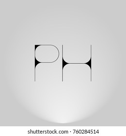 PH Black thin minimalist LOGO Design with Highlight on Gray background.