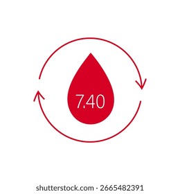 Icono de sangre Ph. Símbolo de gota de sangre humana. Ilustración vectorial plana médica.