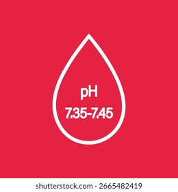 Ícone de sangue Ph. Símbolo de gota de sangue humano. Ilustração médica de vetor plano.