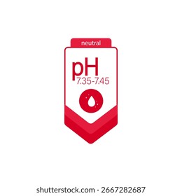 Ícone de sangue Ph. Intervalo normal do nível de ph no sangue humano. Símbolo de soltar simples. Ilustração vetorial em estilo plano.
