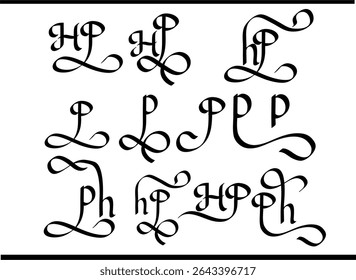 PH Calligraphy Logo – Elegant Interlocked P and H Letter Monogram Design