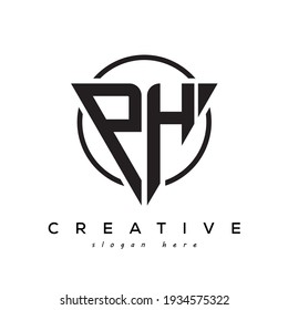 Logotipo de letra creativa PH con apariencia gamma
