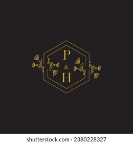 PH elegant wedding initial logo in high quality professional design that will print well across any print media