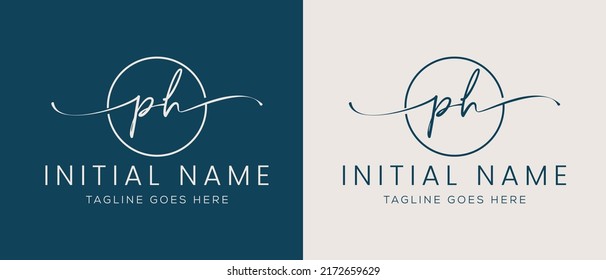 PH HP Initial handwriting signature logo template vector. Hand lettering for designs