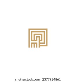 PH or HP monogram logo in contemporary lines style with gold color