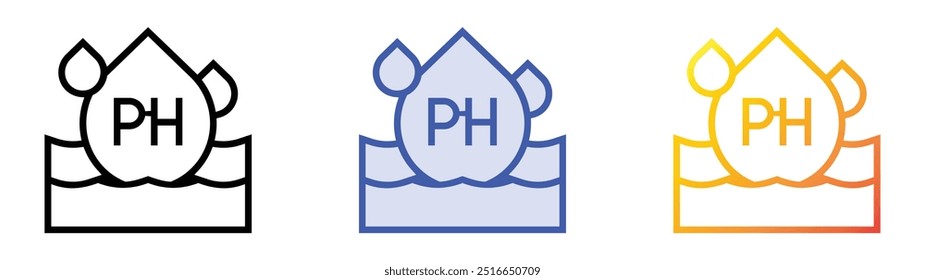 ph icon. Linear, Blue Fill and Gradient Style Design Isolated On White Background