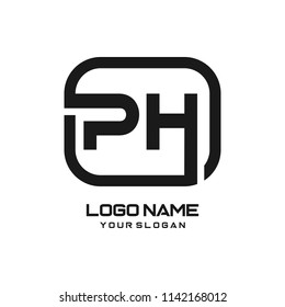 PH initial box letter logo template vector