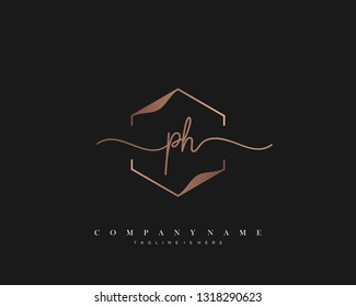 PH initial handwriting logo template vector