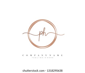 PH initial handwriting logo template vector