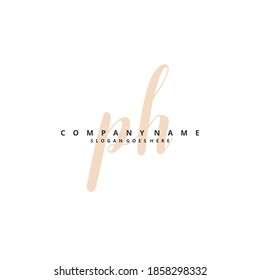 PH Diseño inicial de la escritura a mano y el logotipo de la firma con círculo. Hermoso diseño de logo escrito a mano para moda, equipo, boda, logo de lujo.