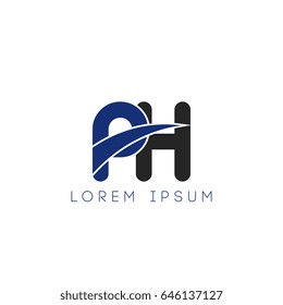 ph initial letter uppercase logo blue and black