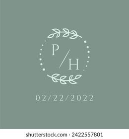 PH initial modern monogram wedding with creative circle line