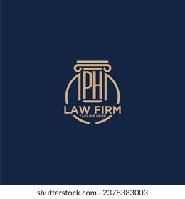 PH initial monogram for law firm with creative circle line