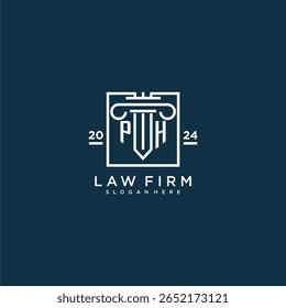 PH initial monogram logo for lawfirm with pillar design in creative square