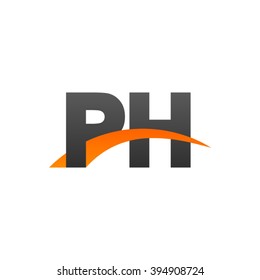 PH initial overlapping swoosh letter logo black orange