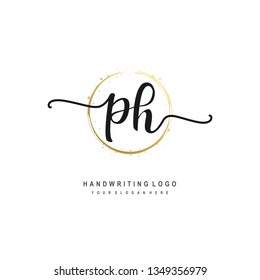 PH initial signature logo. handwriting logo template vector,