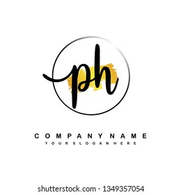 PH initial signature logo. handwriting logo template vector,