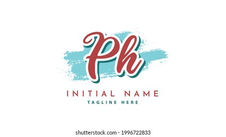 PH Initials, handwriting logo vector